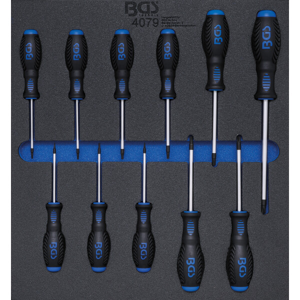 BGS 4079 Werkstattwageneinlage 2/3: Schraubendreher T-Profil (für Torx) | T6 - T40 | 11-tlg.