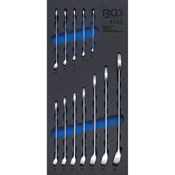 BGS 4082 Werkstattwageneinlage 1/3: Maul-Ringschlüssel-Satz | SW 6 - 22 mm | 12-tlg.