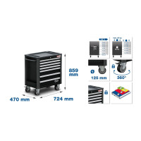 BGS 4102 Werkstattwagen | 7 Schubladen | extra geringe Bauhöhe | leer