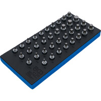 BGS 4120 Werkstattwageneinlage 1/3: Bit-Einsatz-Satz | Antrieb Innenvierkant 12,5 mm (1/2") | Innensechskant, T-Profil (für Torx), Innenvielzahn (für XZN), Keil-Profil (für RIBE) | 36-tlg.