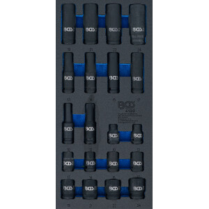 BGS 4130 Werkstattwageneinlage 1/3: Kraft-Steckschlüssel-Einsätze Sechskant | 12,5 mm (1/2") | 10 - 24 mm | 20-tlg.