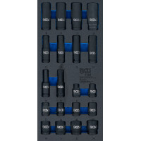 BGS 4130 Werkstattwageneinlage 1/3: Kraft-Steckschlüssel-Einsätze Sechskant | 12,5 mm (1/2") | 10 - 24 mm | 20-tlg.
