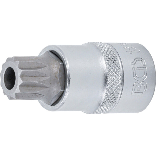BGS 4356 Bit-Einsatz | Antrieb Innenvierkant 12,5 mm (1/2") | Innenvielzahn (für XZN) mit Bohrung M16