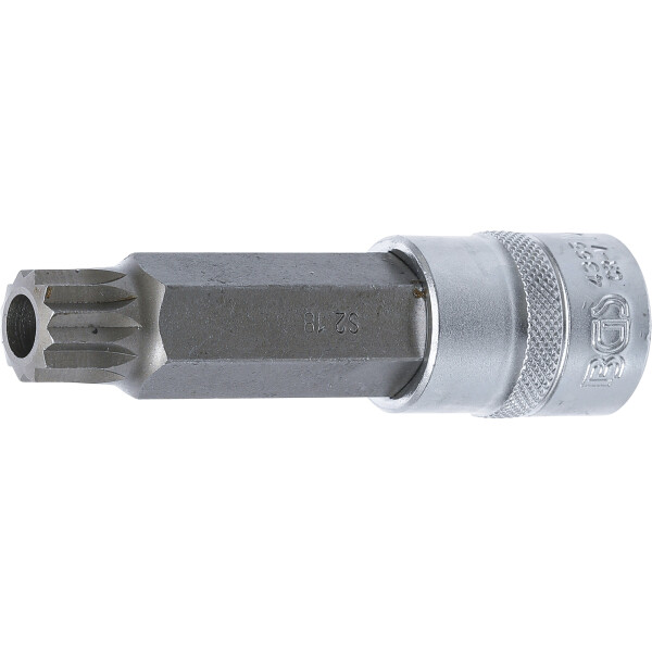 BGS 4365 Bit-Einsatz | Länge 100 mm | Antrieb Innenvierkant 12,5 mm (1/2") | Innenvielzahn (für XZN) mit Bohrung M18