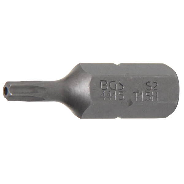 BGS 4415 Bit | Länge 30 mm | Antrieb Außensechskant 8 mm (5/16") | T-Profil (für Torx) mit Bohrung T15