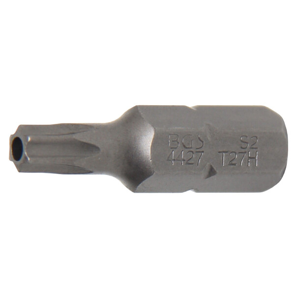 BGS 4427 Bit | Länge 30 mm | Antrieb Außensechskant 8 mm (5/16") | T-Profil (für Torx) mit Bohrung T27