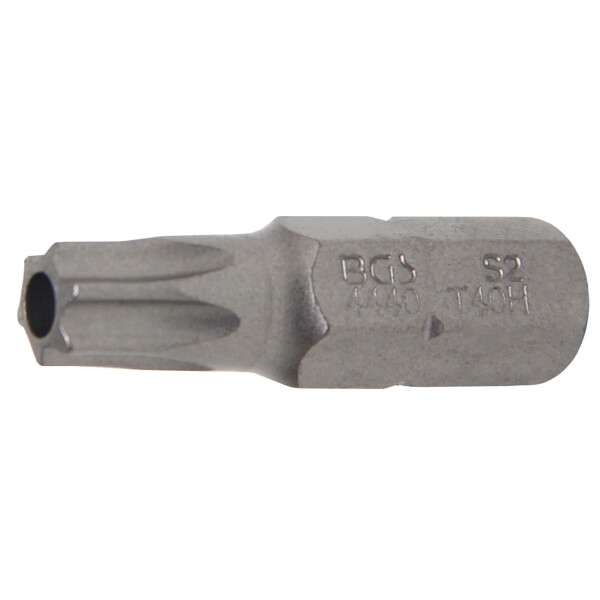 BGS 4440 Bit | Länge 30 mm | Antrieb Außensechskant 8 mm (5/16") | T-Profil (für Torx) mit Bohrung T40