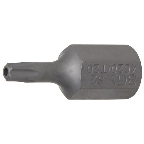 BGS 4620 Bit | Länge 30 mm | Antrieb Außensechskant 10 mm (3/8") | T-Profil (für Torx) mit Bohrung T20