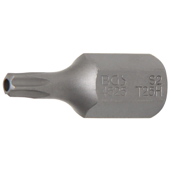BGS 4625 Bit | Länge 30 mm | Antrieb Außensechskant 10 mm (3/8") | T-Profil (für Torx) mit Bohrung T25