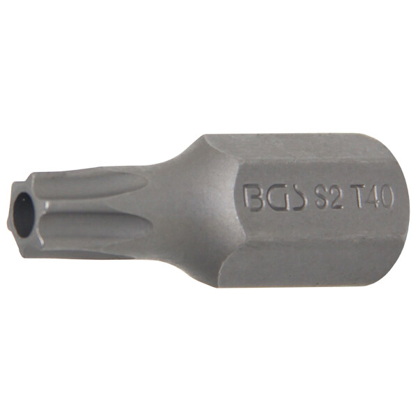 BGS 4640 Bit | Länge 30 mm | Antrieb Außensechskant 10 mm (3/8") | T-Profil (für Torx) mit Bohrung T40
