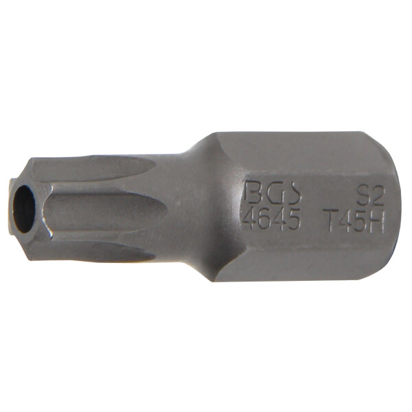 BGS 4645 Bit | Länge 30 mm | Antrieb Außensechskant 10 mm (3/8") | T-Profil (für Torx) mit Bohrung T45