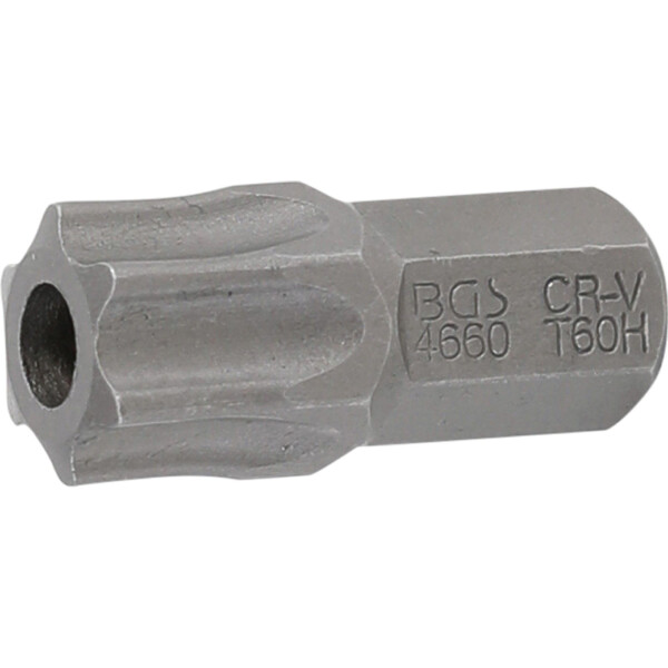 BGS 4660 Bit | Länge 30 mm | Antrieb Außensechskant 10 mm (3/8") | T-Profil (für Torx) mit Bohrung T60