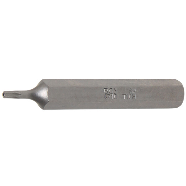 BGS 4710 Bit | Länge 75 mm | Antrieb Außensechskant 10 mm (3/8") | T-Profil (für Torx) mit Bohrung T10