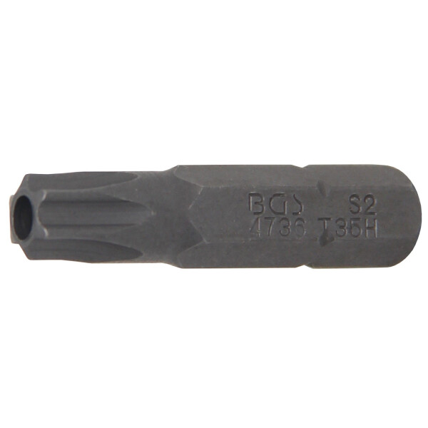 BGS 4736 Bit | Länge 25 mm | Antrieb Außensechskant 6,3 mm (1/4") | T-Profil (für Torx) mit Bohrung T35