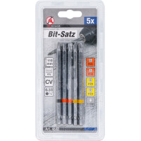 BGS Diy 4832 Bit-Satz | Antrieb Außensechskant 6,3 mm (1/4") | Kreuzschlitz PH, Kreuzschlitz PZ, Schlitz | Länge 110 mm | 5-tlg.
