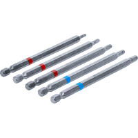 BGS Diy 4836 Bit-Satz | Antrieb Außensechskant 6,3 mm (1/4") | Innensechskant, T-Profil (für Torx) | Länge 110 mm | 5-tlg.