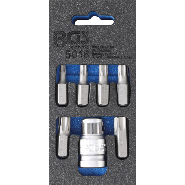 BGS 5016 Schraubendreher-Bit-Satz | Antrieb Außensechskant 10 mm (3/8") | T-Profil (für Torx) | 7-tlg.