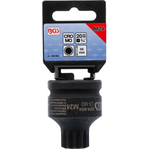 BGS 5054-M24 Kraft-Bit-Einsatz | Länge 55 mm | Antrieb Innenvierkant 20 mm (3/4") | Innenvielzahn (für XZN) M24