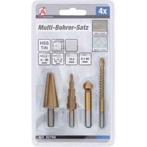 BGS Diy 50794 Multi-Bohrer-Satz | HSS-G | titan-nitriert | 4-tlg.