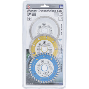 BGS Diy 50840 Diamant-Trennscheiben-Satz | Bohrungs-Ø 20 mm | Ø 115 mm | 3-tlg.