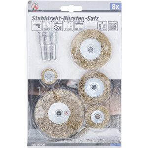 BGS Diy 50908 Stahldraht-Bürsten-Satz | Ø 25 - 75 mm | 8-tlg.