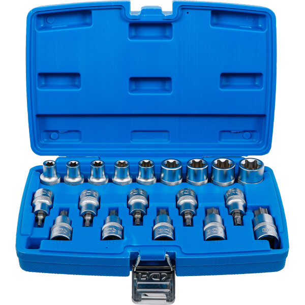 BGS 5100 Bit-Einsatz-/Steckschlüssel-Einsatz-Satz | Antrieb Innenvierkant 12,5 mm (1/2") | E-Profil / T-Profil (für Torx) | 19-tlg.