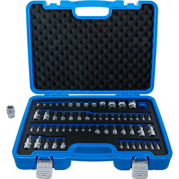 BGS 5135 Bit-Einsatz- und Steckschlüssel-Einsatz-Satz | E-Profil / T-Profil (für Torx) / T-Profil (für Torx) mit Bohrung / TP-Profil (für Torx Plus) | 60-tlg.