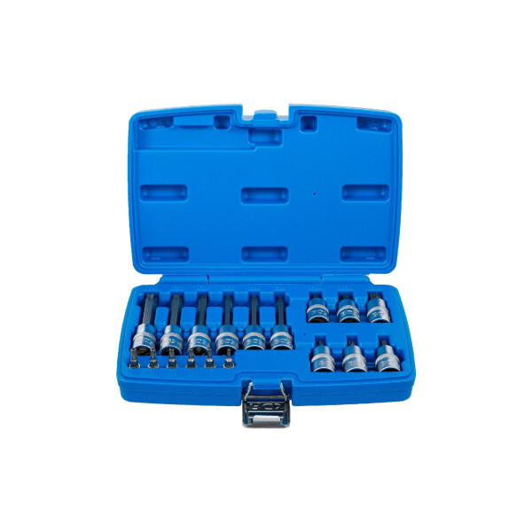 BGS 5174 Bit-Einsatz-Satz | Antrieb Innenvierkant 6,3 mm (1/4") / 12,5 mm (1/2") | T-Profil (für Torx) mit Bohrung | 18-tlg.