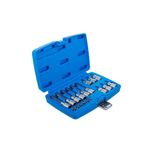 BGS 5174 Bit-Einsatz-Satz | Antrieb Innenvierkant 6,3 mm (1/4") / 12,5 mm (1/2") | T-Profil (für Torx) mit Bohrung | 18-tlg.