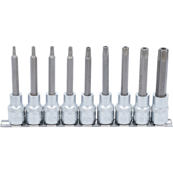 BGS 5178 Bit-Einsatz-Satz | Antrieb Innenvierkant 12,5 mm (1/2") | T-Profil (für Torx) mit Bohrung | 9-tlg.