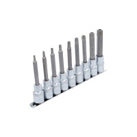 BGS 5178 Bit-Einsatz-Satz | Antrieb Innenvierkant 12,5 mm (1/2") | T-Profil (für Torx) mit Bohrung | 9-tlg.