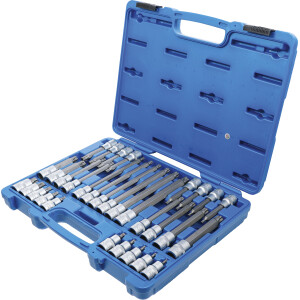 BGS 5191 Bit-Einsatz-Satz | Antrieb Innenvierkant 12,5 mm (1/2") | TPS-Profil (für Torx Plus) mit Bohrung TPS20 - TPS70 | 32-tlg.