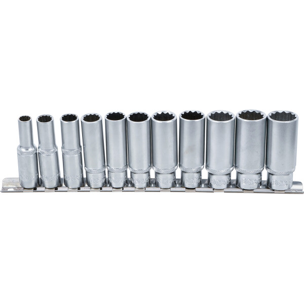 BGS 5252 Steckschlüssel-Einsatz-Satz Zwölfkant, tief | Antrieb Innenvierkant 10 mm (3/8") | SW 8 - 19 mm | 11-tlg.