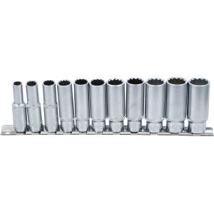 BGS 5252 Steckschlüssel-Einsatz-Satz Zwölfkant, tief | Antrieb Innenvierkant 10 mm (3/8") | SW 8 - 19 mm | 11-tlg.