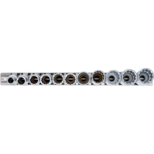 BGS 5252 Steckschlüssel-Einsatz-Satz Zwölfkant, tief | Antrieb Innenvierkant 10 mm (3/8") | SW 8 - 19 mm | 11-tlg.