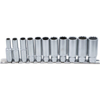 BGS 5252 Steckschlüssel-Einsatz-Satz Zwölfkant, tief | Antrieb Innenvierkant 10 mm (3/8") | SW 8 - 19 mm | 11-tlg.