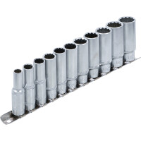 BGS 5252 Steckschlüssel-Einsatz-Satz Zwölfkant, tief | Antrieb Innenvierkant 10 mm (3/8") | SW 8 - 19 mm | 11-tlg.