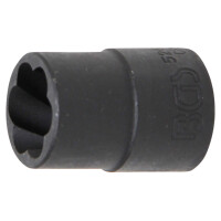 BGS 5266-15 Spiral-Profil-Steckschlüssel-Einsatz / Schraubenausdreher | Antrieb Innenvierkant 12,5 mm (1/2") | SW 15 mm