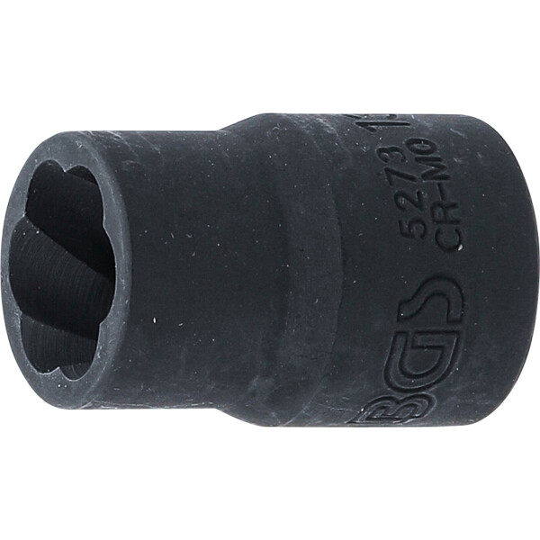 BGS 5273 Spiral-Profil-Steckschlüssel-Einsatz / Schraubenausdreher | Antrieb Innenvierkant 10 mm (3/8") | SW 13 mm