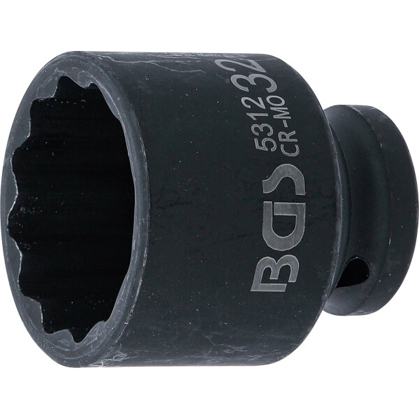 BGS 5312 Kraft-Steckschlüssel-Einsatz Zwölfkant | Antrieb Innenvierkant 12,5 mm (1/2") | SW 32 mm
