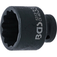 BGS 5313 Kraft-Steckschlüssel-Einsatz Zwölfkant | Antrieb Innenvierkant 12,5 mm (1/2") | SW 33 mm