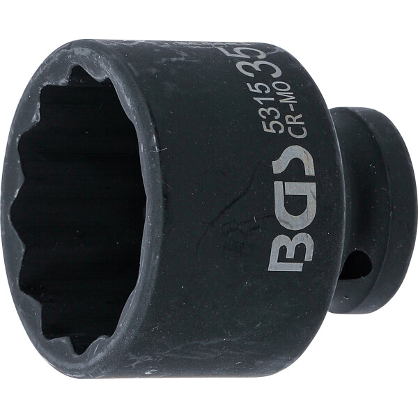 BGS 5315 Kraft-Steckschlüssel-Einsatz Zwölfkant | Antrieb Innenvierkant 12,5 mm (1/2") | SW 35 mm