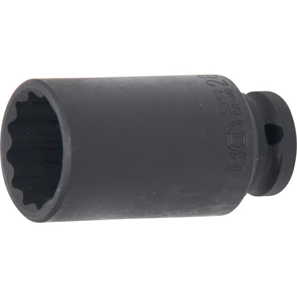 BGS 5352 Kraft-Steckschlüssel-Einsatz Zwölfkant, tief | Antrieb Innenvierkant 12,5 mm (1/2") | SW 28 mm