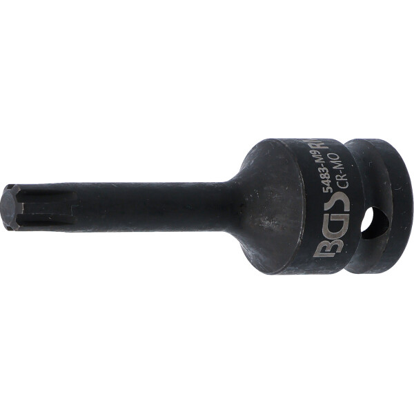 BGS 5483-M9 Kraft-Bit-Einsatz | Länge 75 mm | Antrieb Innenvierkant 12,5 mm (1/2") | Keil-Profil (für RIBE) M9