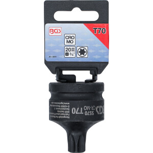 BGS 5570 Kraft-Bit-Einsatz | Länge 60 mm | Antrieb Innenvierkant 20 mm (3/4") | T-Profil (für Torx) T70
