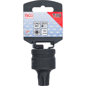 BGS 5580 Kraft-Bit-Einsatz | Länge 60 mm | Antrieb Innenvierkant 20 mm (3/4") | T-Profil (für Torx) T80
