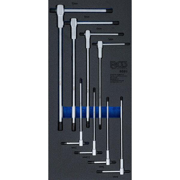 BGS 6081 Werkstattwageneinlage 1/3: Schraubendreher-Satz mit T-Gleitgriff | Innensechskant | 2 - 10 mm | 8-tlg.