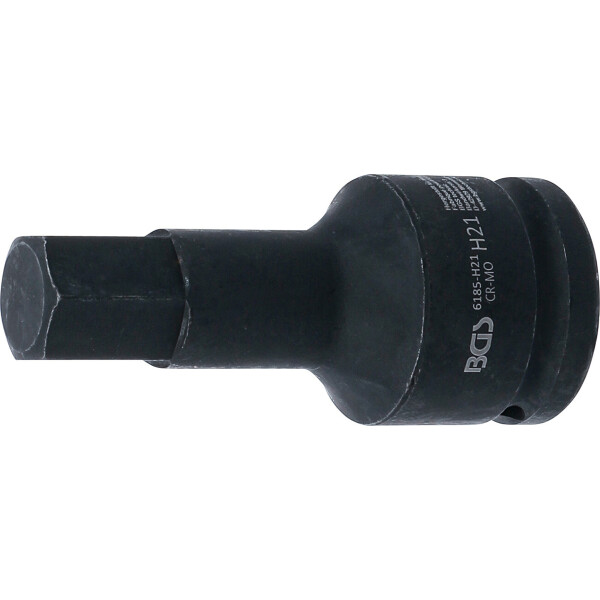 BGS 6185-H21 Kraft-Bit-Einsatz | Länge 100 mm | Antrieb Innenvierkant 20 mm (3/4") | Innensechskant 21 mm
