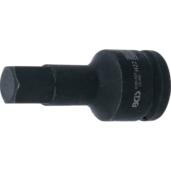 BGS 6185-H22 Kraft-Bit-Einsatz | Länge 100 mm | Antrieb Innenvierkant 20 mm (3/4") | Innensechskant 22 mm