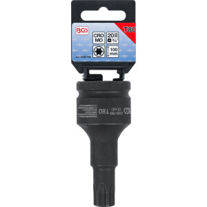 BGS 6185-T80 Kraft-Bit-Einsatz | Länge 100 mm | Antrieb Innenvierkant 20 mm (3/4") | T-Profil (für Torx) T80
